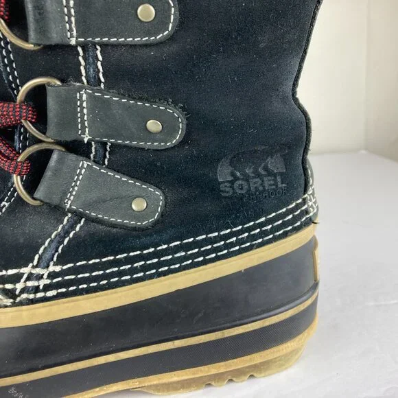 Sorel Joan Arctic Womens Sz 7 Black Suede Leather Tall Winter Snow Boots - Picture 3 of 14